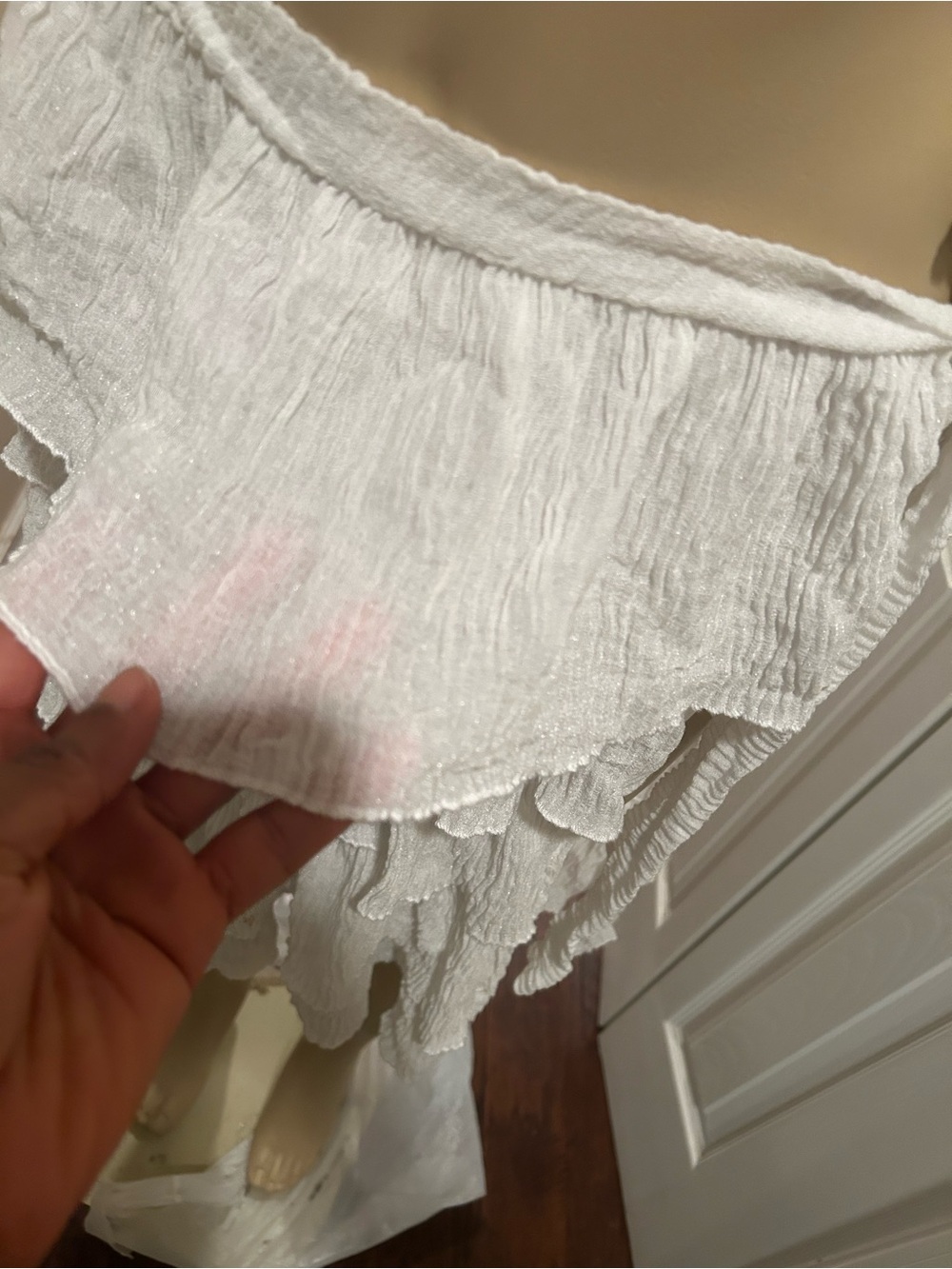 White Tiered Ruffle Midi Skirt swim suit cover up - Picture 3 of 7